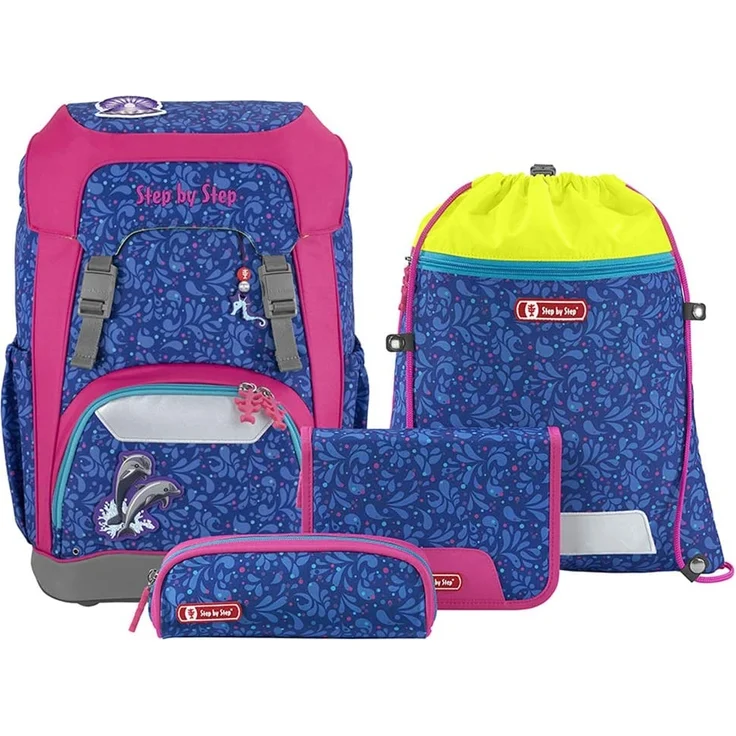STEP BY STEP Schulrucksack Set GIANT 5-teilig "Happy Dolphins" – Bild 1