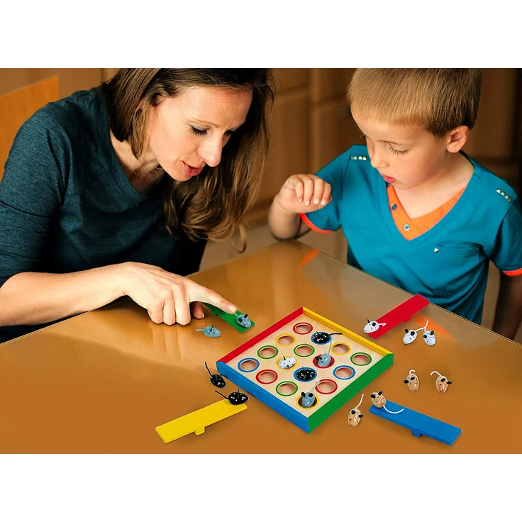 small foot 7959 Geschicklichkeitsspiel "Hüpfmäuse" aus Holz, Gesellschaftsspiel für 1 bis 4 Spieler, ab 3 Jahren – Bild 2