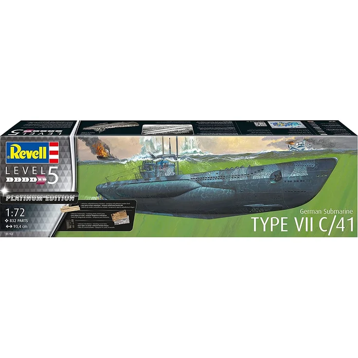Revell GmbH 05163 5163 1:72 German U-Boot Typ VII C/41 Platinum (Limited Edition) Plastikmodellbausatz, Mehrfarbig, 1/72 - Preisvergleich – Bild 2