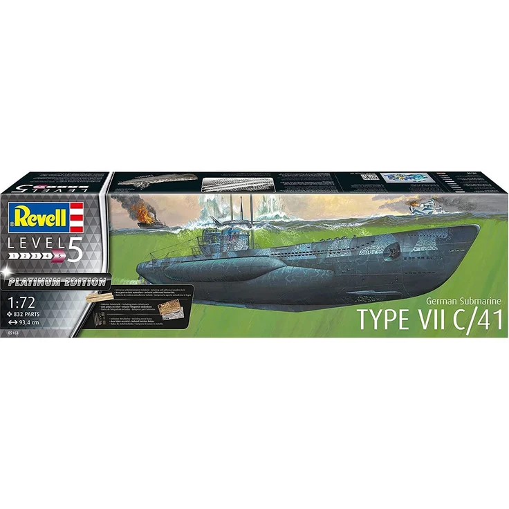 Revell GmbH 05163 5163 1:72 German U-Boot Typ VII C/41 Platinum (Limited Edition) Plastikmodellbausatz, Mehrfarbig, 1/72 - Preisvergleich – Bild 3