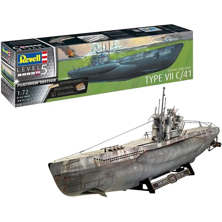 Revell GmbH 05163 5163 1:72 German U-Boot Typ VII C/41 Platinum (Limited Edition) Plastikmodellbausatz, Mehrfarbig, 1/72 - Preisvergleich