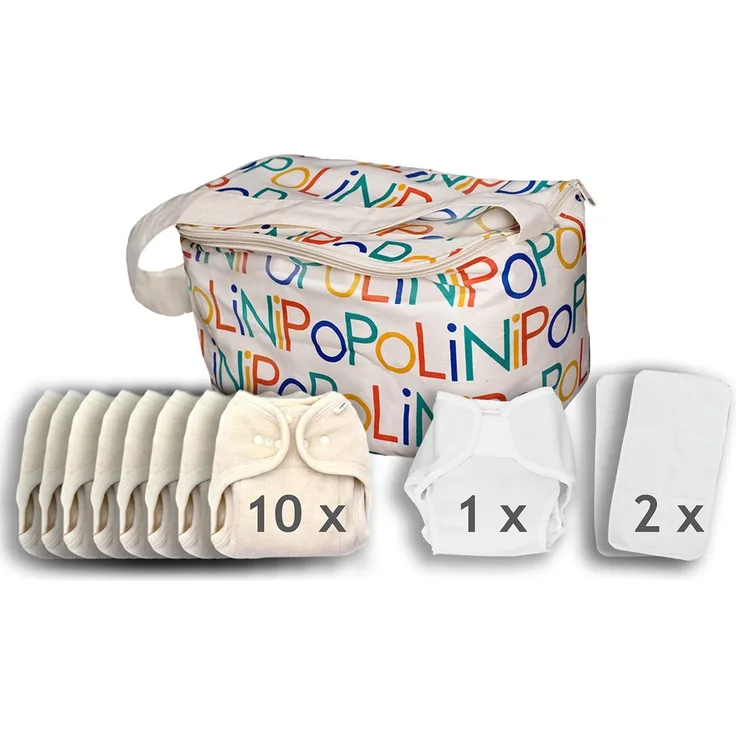 Popolini Windelset OneSize soft 3-15 Kg 10 x One Size soft + 2x Stay dry + 1x Popowrap und 1x Vlies