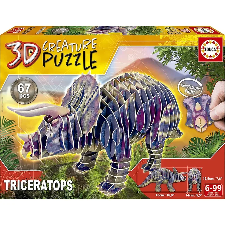 EDUCA - 3D Triceratops 67 Teile Puzzle