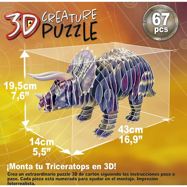 EDUCA - 3D Triceratops 67 Teile Puzzle – Bild 3