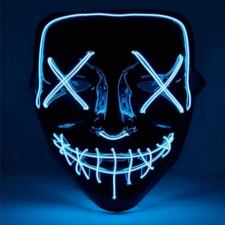TK Gruppe Timo Klingler LED Grusel Maske blau - wie aus Purge für Halloween, Fasching & Karneval als Kostüm für Herren & Damen (blau)