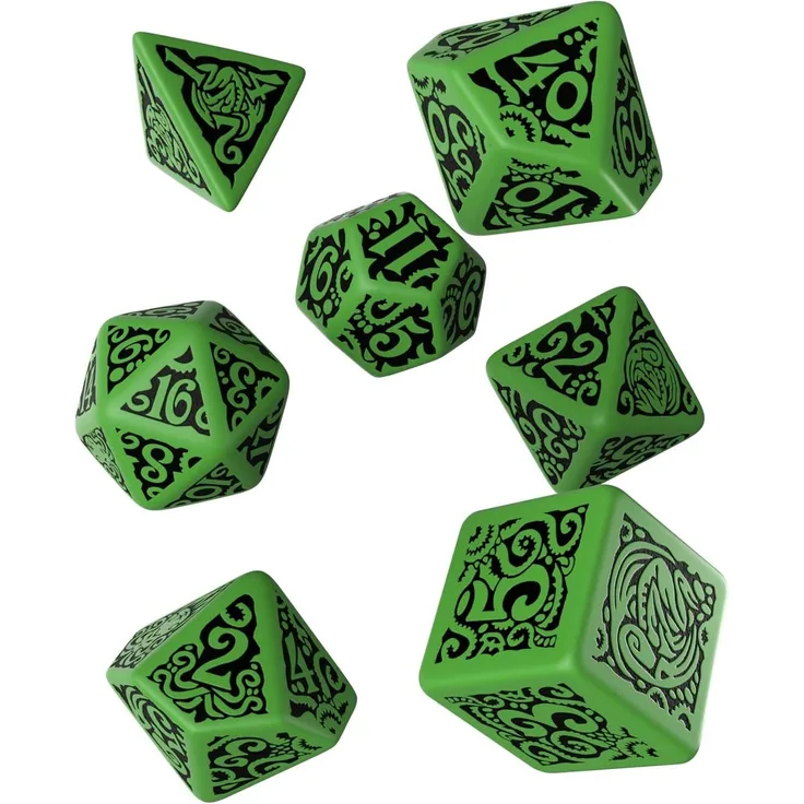 Q WORKSHOP Call of Cthulhu The Outer Gods Cthulhu RPG Ornamented Dice Set 7 Polyhedral Pieces