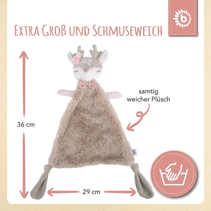 Schmusetuch Schnuffeltuch, Reh, 36 x 39 x 6 cm, von Bieco – Bild 3