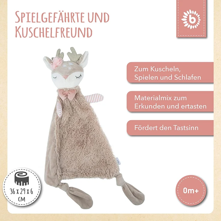Schmusetuch Schnuffeltuch, Reh, 36 x 39 x 6 cm, von Bieco – Bild 2