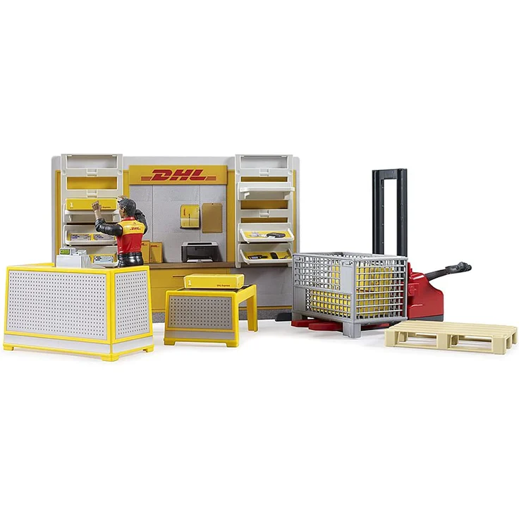 Bruder 62251 bworld DHL Shop mit Handhubstapler – Bild 2