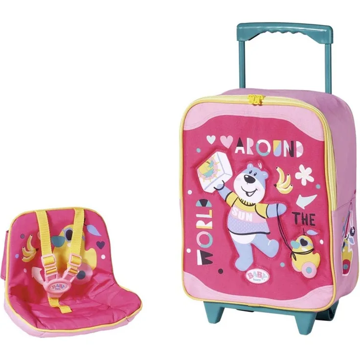 Zapf Creation 828441 BABY born Holiday Trolley mit Puppensitz Puppenzubehör, pink/bunt