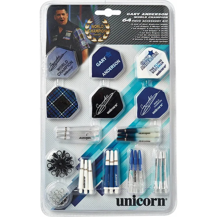 Unicorn Zubehörsatz Gary Anderson 64-teilig blau/weiß