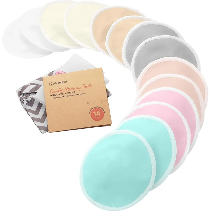 Bio Bambus Stilleinlagen - 14 Waschbare Stilleinlagen ​+ Wäschebeutel - Wiederverwendbare Stilleinlagen für die Mutterschaft - Stilleinlagen Waschbar (Pastel Touch, L 12cm) - Preisvergleich – Bild 1