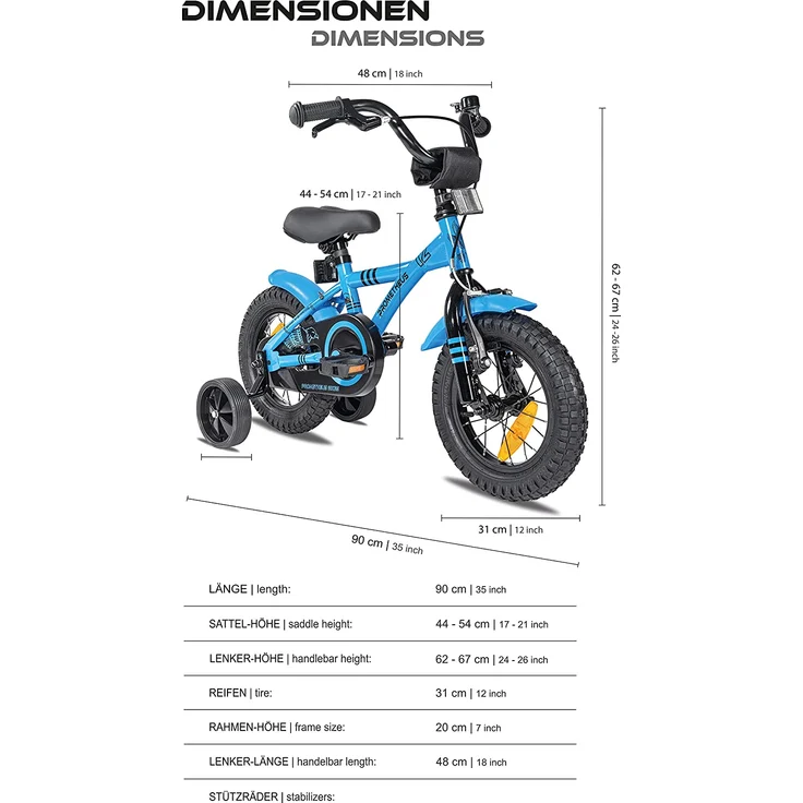 Prometheus Bicycles Kinderfahrrad Hawk, 1 Gang, 12 Zoll, RH 22 cm, blau – Bild 3