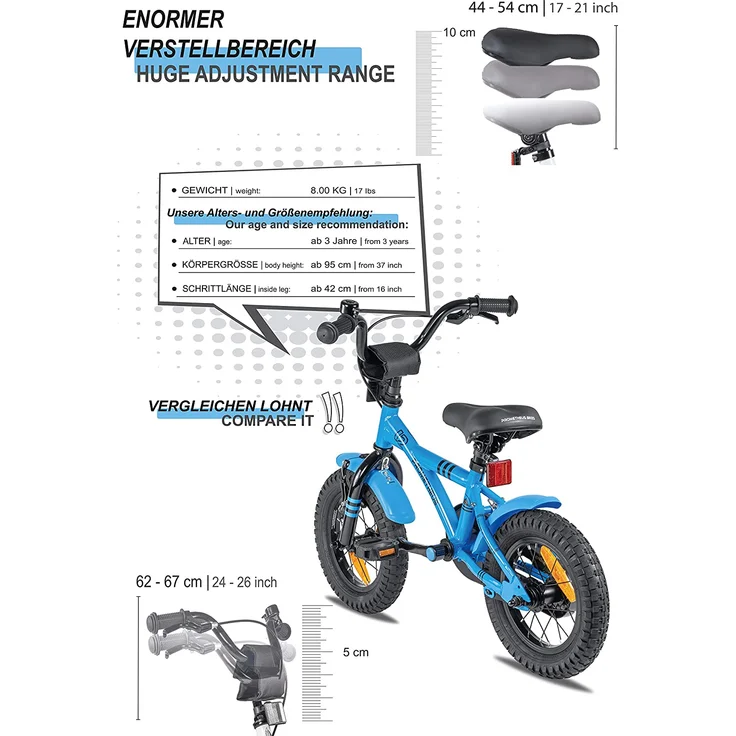Prometheus Bicycles Kinderfahrrad Hawk, 1 Gang, 12 Zoll, RH 22 cm, blau – Bild 4