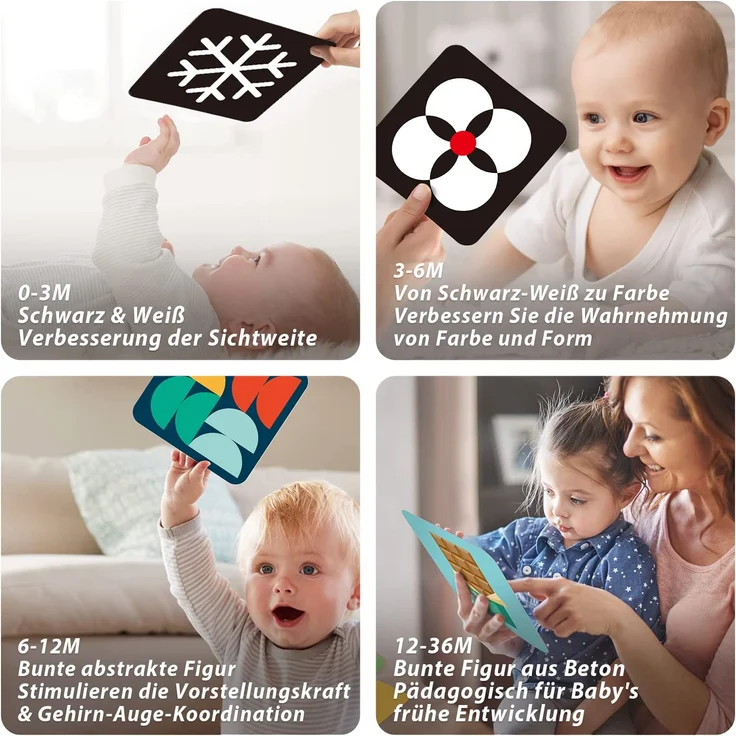Baby Spielzeug ab 0 3 6 12 36 Monate, 80pcs Baby Schwarz Weiß Flash Karten für Neugeborene Kinder Visuelle Stimulation Neugeborene Kleinkind Spielzeug Geschenk – Bild 4