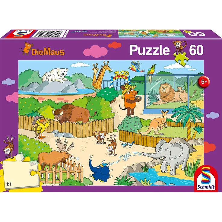 Schmidt Spiele Puzzle 56349 Im Zoo, Die Maus, Kinderpuzzle, 60 Teile, bunt - Preisvergleich