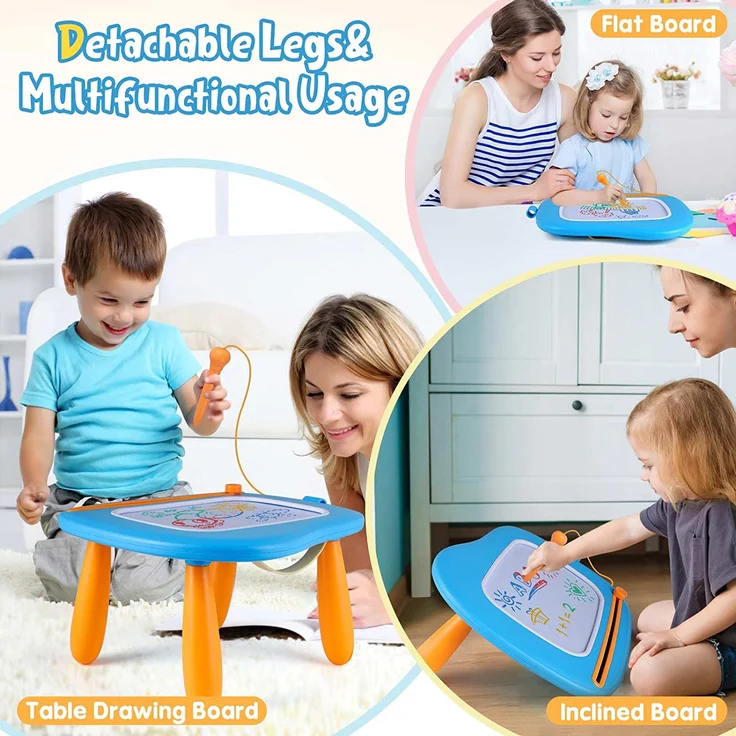 Smasiagon Spielzeug ab 1 Jahr Jungen, Große Magnetische Maltafel Zaubertafel mit Standbeinen, Bunt Löschbar Schreibtisch Geburtstags Weihnachts Geschenk für 1 2 3 Jahre Alt Kinder, Blau – Bild 6