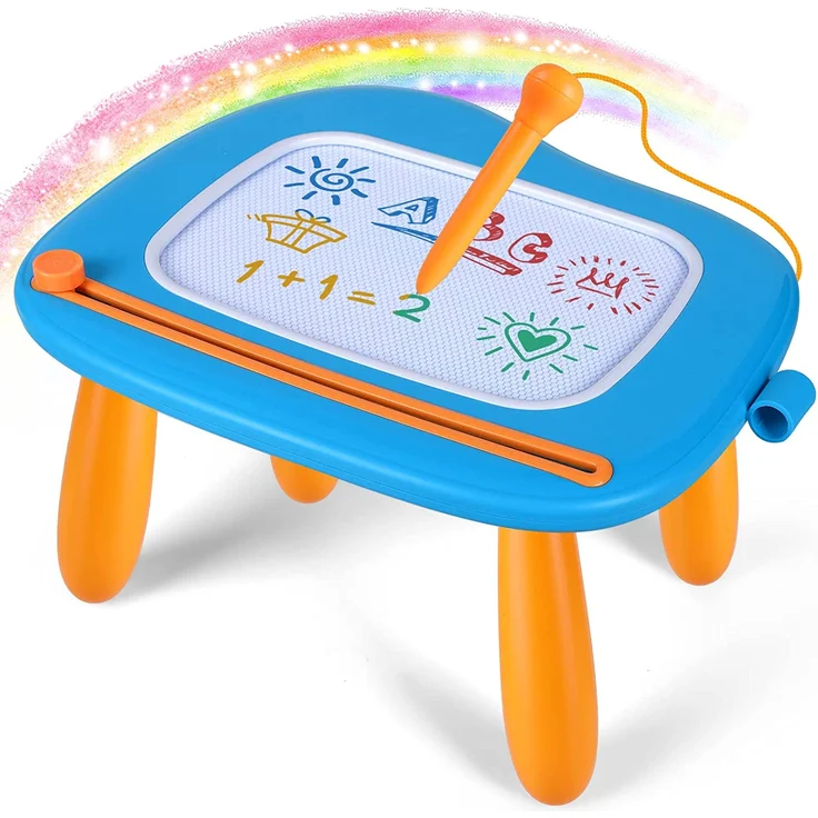 Smasiagon Spielzeug ab 1 Jahr Jungen, Große Magnetische Maltafel Zaubertafel mit Standbeinen, Bunt Löschbar Schreibtisch Geburtstags Weihnachts Geschenk für 1 2 3 Jahre Alt Kinder, Blau – Bild 1