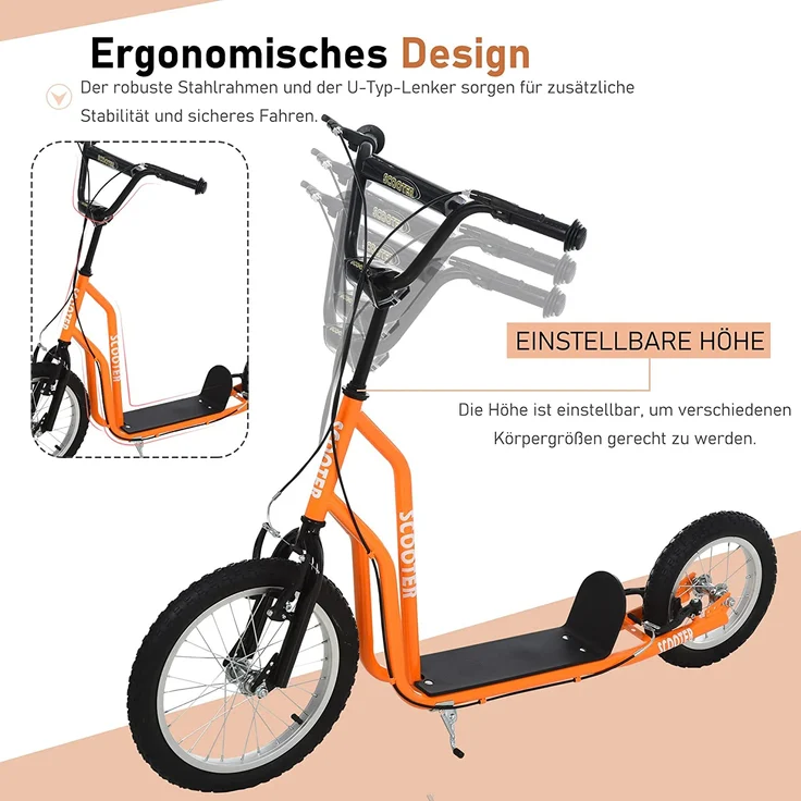 Kinderroller mit Handbremse (Farbe: orange) – Bild 6
