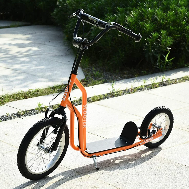 Kinderroller mit Handbremse (Farbe: orange) – Bild 2