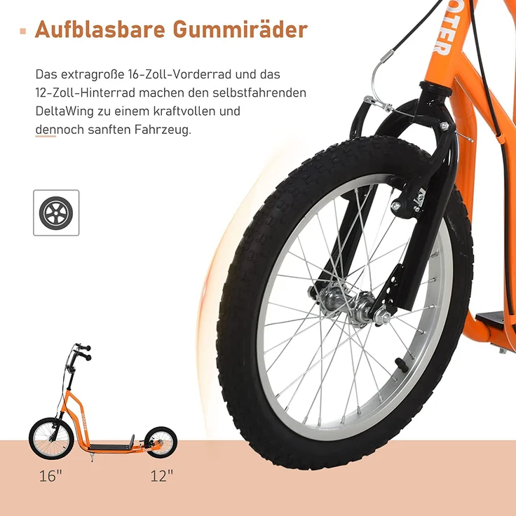 Kinderroller mit Handbremse (Farbe: orange) – Bild 7