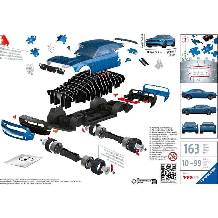Ravensburger 3D Puzzle 11283 - Dodge Challenger SRT Hellcat Redeye Widebody - 108 Teile - Das stärkste Muscle Car der We – Bild 2