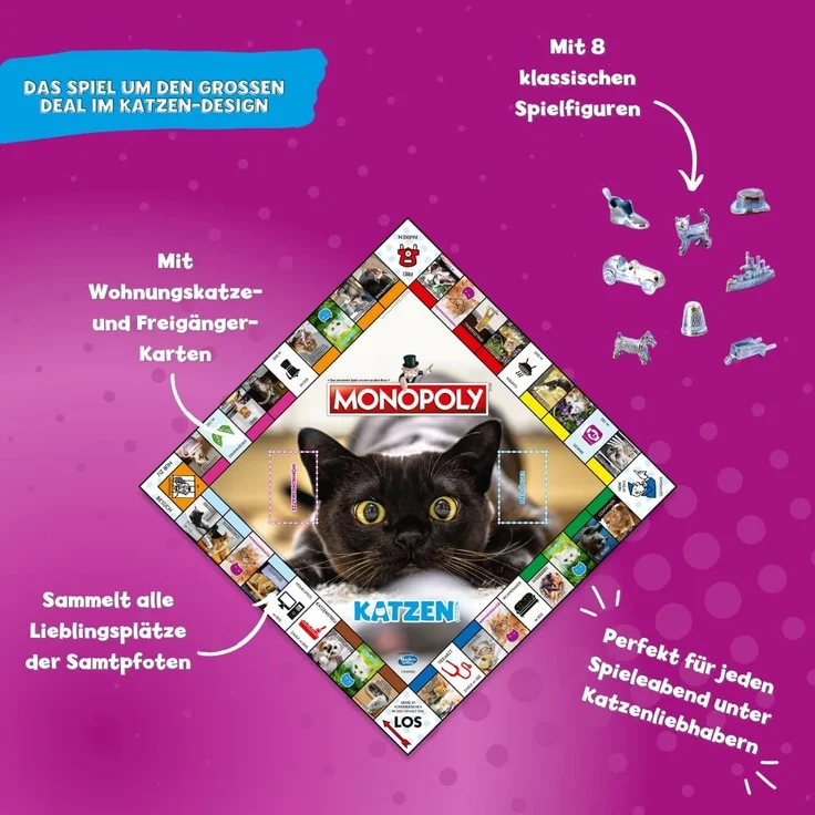 Winning Moves Monopoly Katzen, Brettspiel, Gesellschaftsspiel, Familienspiel, WM03374-GER-6 – Bild 2