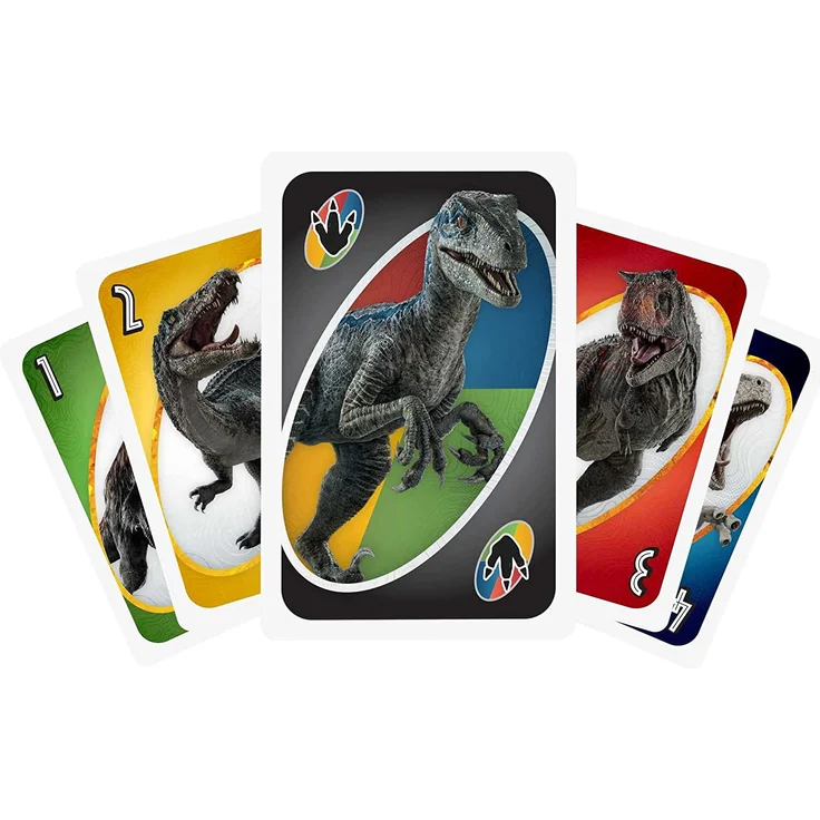 Mattel Games GXD72 - UNO Jurassic World Dominion Kartenspiel mit Themendeck und Sonderregel, Geschenk für Kinder, Erwachsene und Familienspielabende, ab 7 Jahren – Bild 4