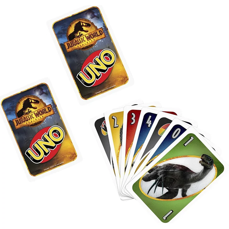 Mattel Games GXD72 - UNO Jurassic World Dominion Kartenspiel mit Themendeck und Sonderregel, Geschenk für Kinder, Erwachsene und Familienspielabende, ab 7 Jahren – Bild 5