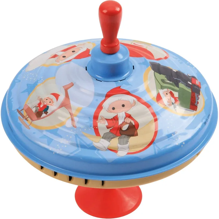 Bolz 52333 52333-Brummkreisel ca. 19 cm, Blech Schwungkreisel, klassischer Pumpkreisel, Blechkreisel mit Unser Sandmännchen, Kreisel mit Standfuss, Spielzeugkreisel für Kinder ab 18m+, Sandmann Motive