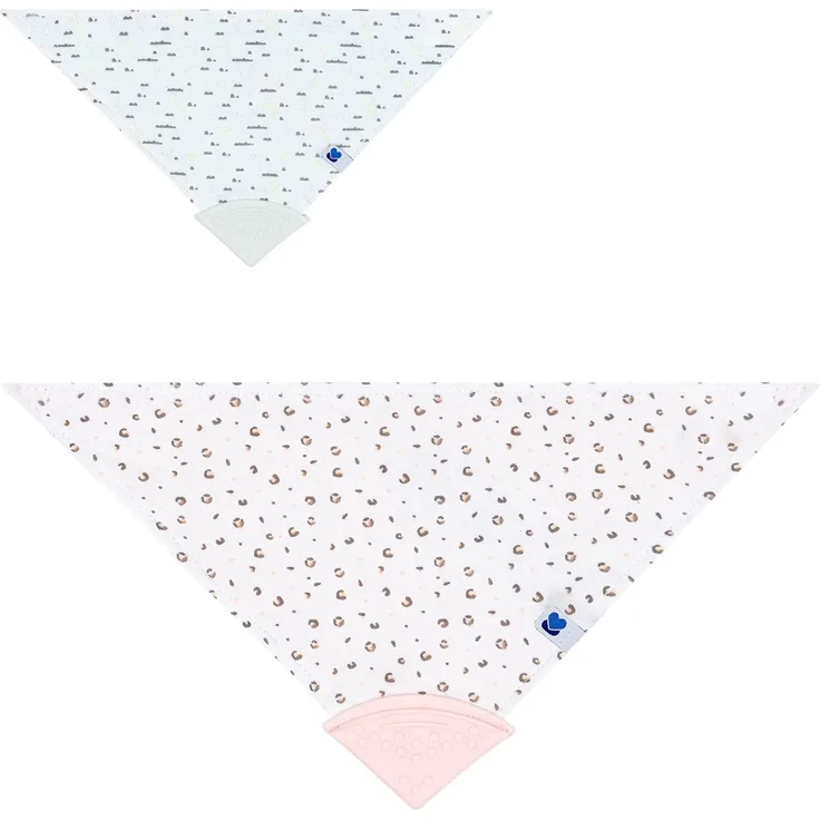 Kikkaboo Bandana Babylatz Savanna Beißring, Klettverschluss, 100 % Baumwolle rosa