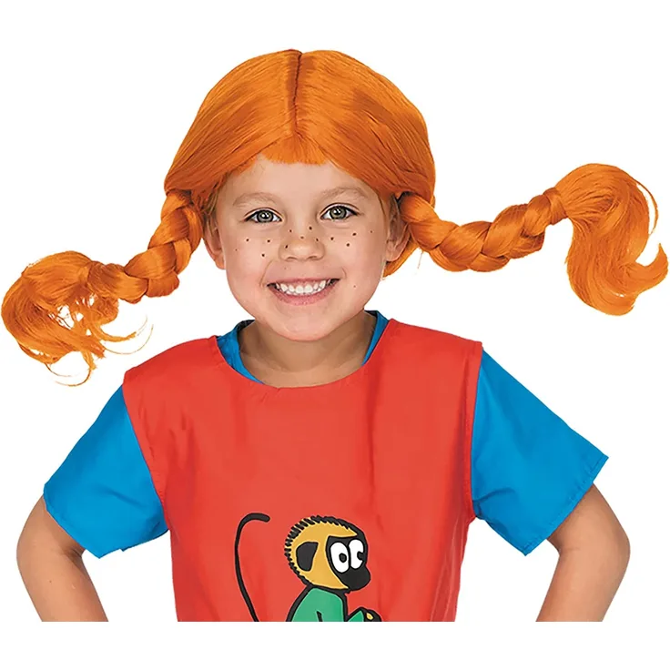 Micki & Friends 44360100 Pippi Langstrumpf Perücke - Kinder - bis zu 60 cm Kopfumfang - 3-6 Jahre - Fasching - Karneval - Halloween - Verkleidung - rote Haare mit biegbaren Zöpfen - elastisch