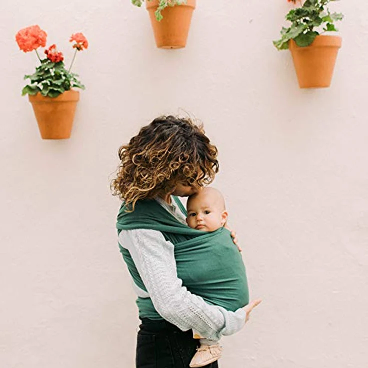 Boba Baby Tragetuch Neugeborene - Serenity Organic Rainforest - Elastisches Babytragetuch und Stilltuch für Unterwegs - Einfach zu binden - Babytrage Neugeborene ab Geburt bis 16kg – Bild 2