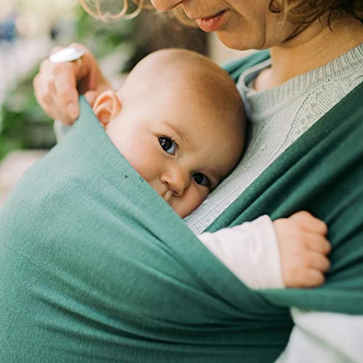 Boba Baby Tragetuch Neugeborene - Serenity Organic Rainforest - Elastisches Babytragetuch und Stilltuch für Unterwegs - Einfach zu binden - Babytrage Neugeborene ab Geburt bis 16kg – Bild 5