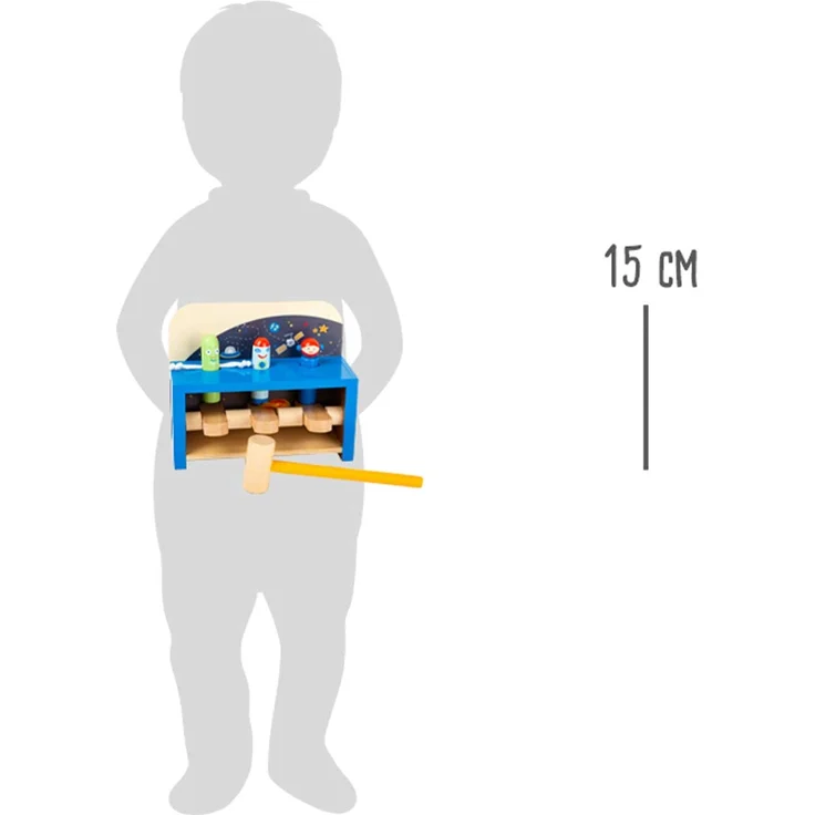 small foot 11506 Klopfbank "Space" aus Holz, Hammerspiel mit Weltraumfiguren für kleine Weltraumpioniere, ab 3 Jahren – Bild 4
