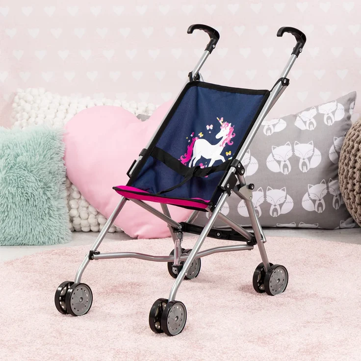 Bayer Design 30154AA Puppen Buggy, blau, Einhorn – Bild 5