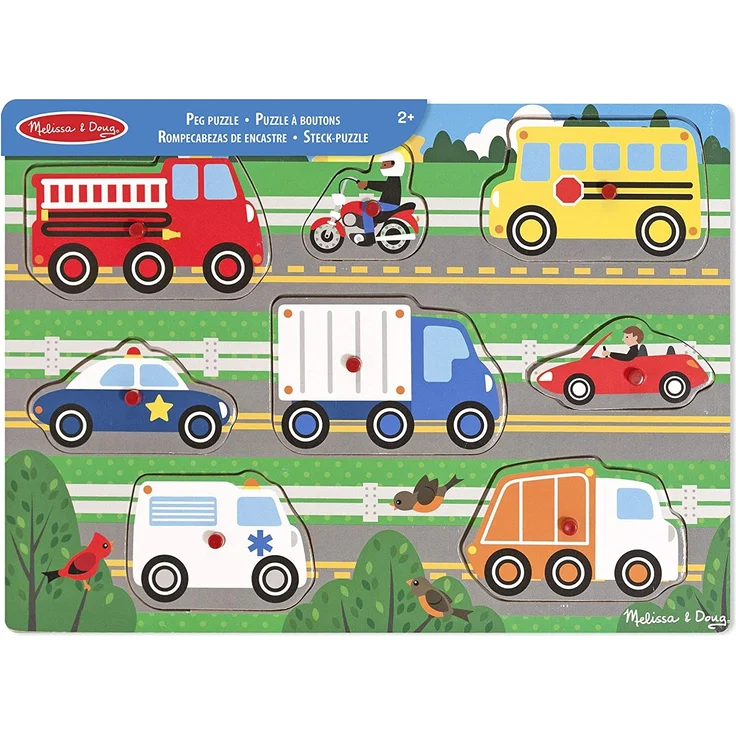 Melissa & Doug Steckpuzzle aus Holz - Fahrzeuge (8 Teile) - Preisvergleich – Bild 5