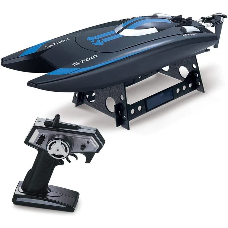 Amewi 26072 Rennkatamaran 7014 RC Einsteiger Motorboot 100% RTR 350 mm, blau – Bild 3