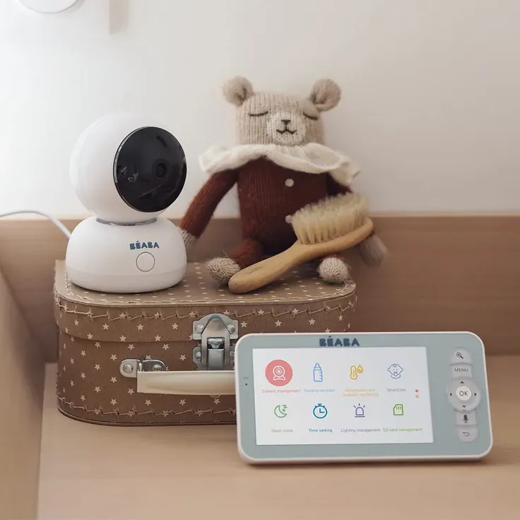 BÉABA, Babyphone Video 2 in 1, Display und spezielle Handy-App, HD-Kamera, 360° drehbar, Nachtsicht, Walkie Talkie, Schlaflieder, Temperatur- und Feuchtigkeitskontrolle, Zen Premium – Bild 3