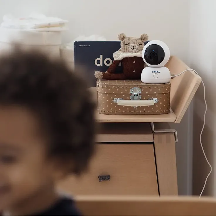 BÉABA, Babyphone Video 2 in 1, Display und spezielle Handy-App, HD-Kamera, 360° drehbar, Nachtsicht, Walkie Talkie, Schlaflieder, Temperatur- und Feuchtigkeitskontrolle, Zen Premium – Bild 2