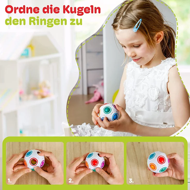 CUBIDI® Original Regenbogenball | Geschicklichkeitsspiel für Kinder und Erwachsene | Spannendes Knobelspiel für Mädchen und Jungen ab 6 Jahren | fördert räumliches Denken, Logik und Vorstellungskraft – Bild 2