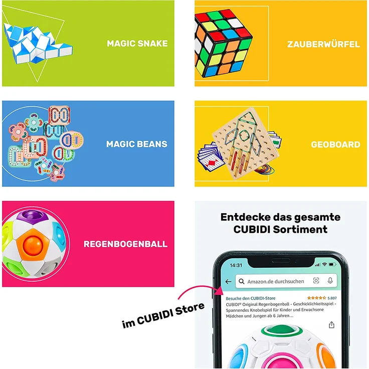 CUBIDI® Original Regenbogenball | Geschicklichkeitsspiel für Kinder und Erwachsene | Spannendes Knobelspiel für Mädchen und Jungen ab 6 Jahren | fördert räumliches Denken, Logik und Vorstellungskraft – Bild 9
