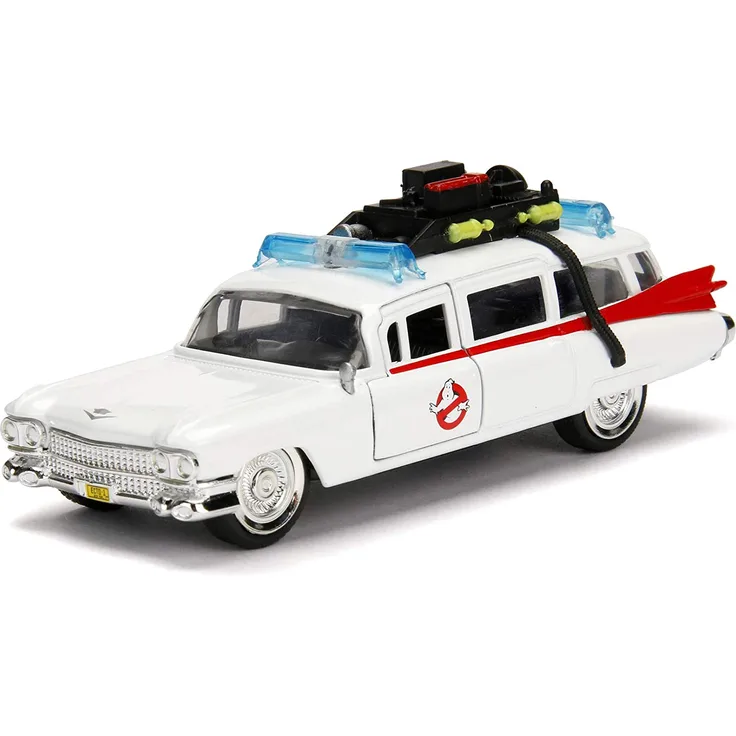 Jada Toys 253232000 Ghostbuster ECTO-1, Auto, Spielzeugauto aus Die-cast, Türen zum Öffnen Maßstab 1:32, weiß