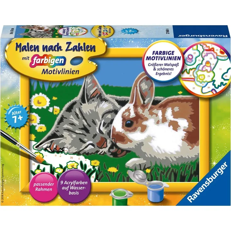 Ravensburger Malen nach Zahlen 27840 - Kätzchen und Häschen