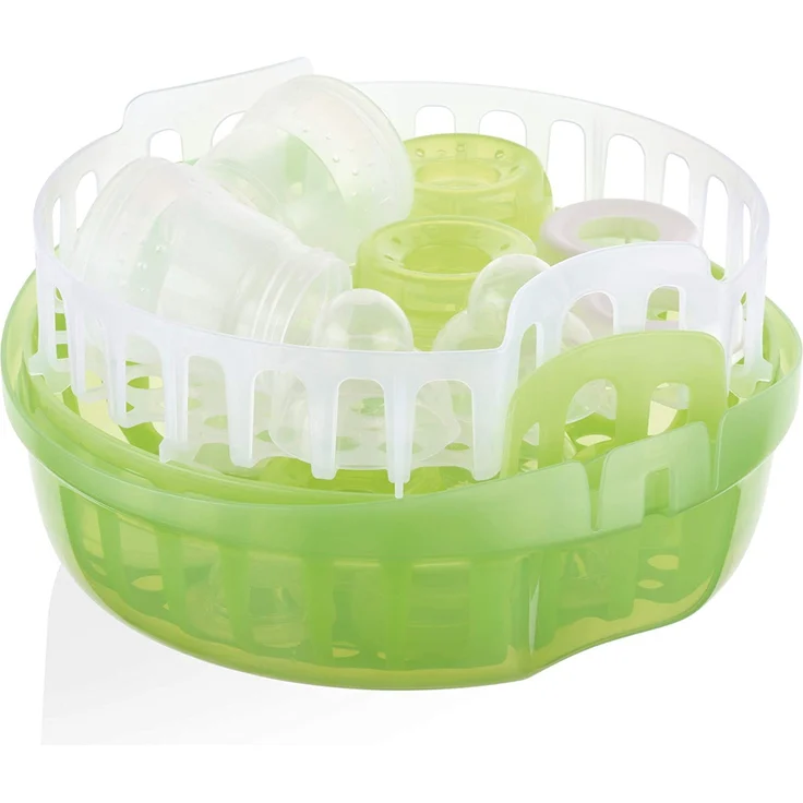 MAM Mikrowellen-Dampfsterilisator inkl. 1x MAM Anti-Colic Flasche (160 ml), Sterilisator für Babyflaschen, Schnuller & Zubehör, sicherer Flaschensterilisator, weiß/grün – Bild 5