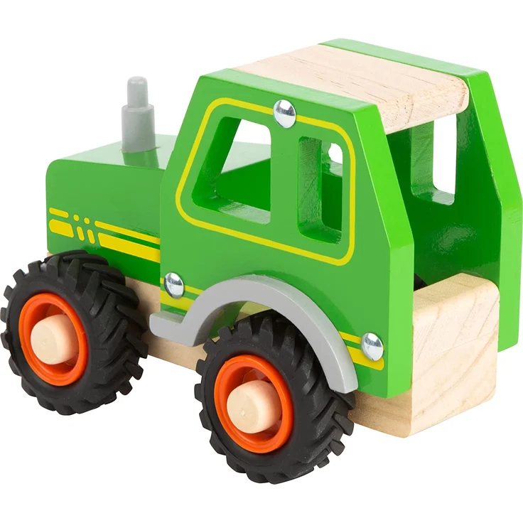 small foot 11078 Einsatzfahrzeug Traktor aus Holz, mit Fahrerhaus und gummierten Rädern, ab 18 Monaten Spielzeug, Grün – Bild 4