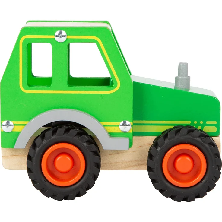 small foot 11078 Einsatzfahrzeug Traktor aus Holz, mit Fahrerhaus und gummierten Rädern, ab 18 Monaten Spielzeug, Grün – Bild 2