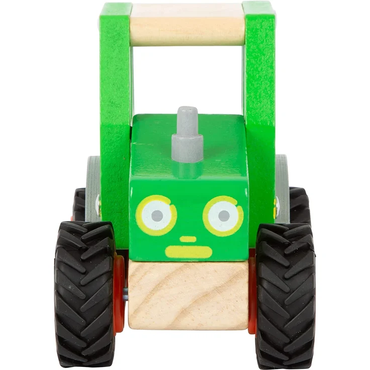 small foot 11078 Einsatzfahrzeug Traktor aus Holz, mit Fahrerhaus und gummierten Rädern, ab 18 Monaten Spielzeug, Grün – Bild 3