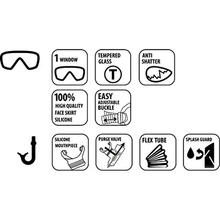 Schildkröt Schnorchelset Fiji 2-teilig, Brille, Schnorchel, ABC Set, Tauchset für Erwachsene und Jugendliche, hochwertiges Silikon, cooles Design, perfekte Passform, im Blister, 940012 – Bild 5