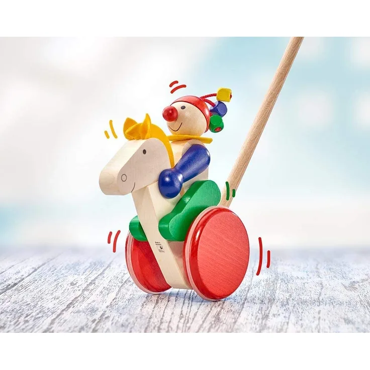 Selecta 62029 Trotto, Schiebefigur, Schiebe-und Nachziehspielzeug aus Holz, 17 cm